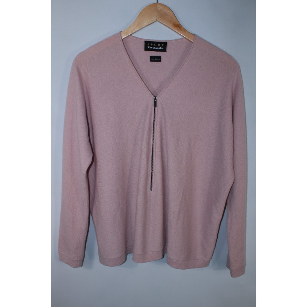 The Kooples Sport Women's Size 2 Light Pink 3/4 Zip Cashmere Sweater